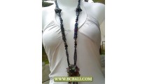 Fancy Long Braided Beads with Stone Pendants Necklaces